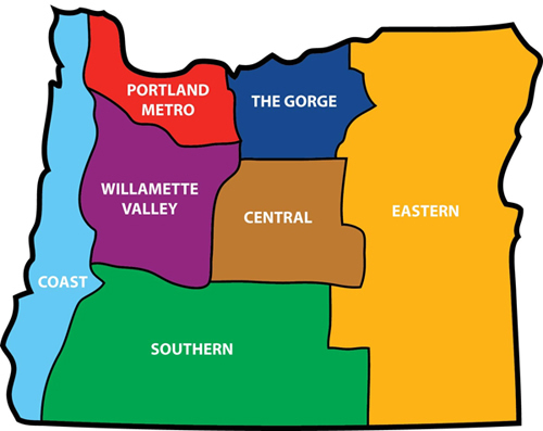 Map of Regions of Oregon